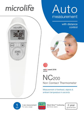 Microlife Non-contact Thermometer NC 200 pack 2D